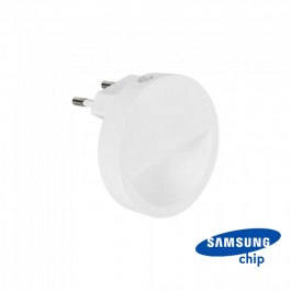 LED Нощна Лампа за Контакт SAMSUNG Чип Кръгла 4000K