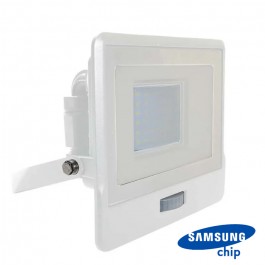 30W LED Прожектор PIR Сензор SAMSUNG Чип Бяло Тяло 6500K 