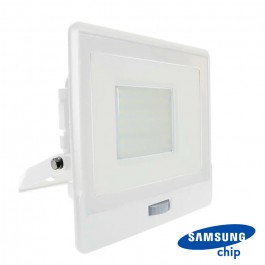 50W LED Прожектор PIR Сензор SAMSUNG Чип Бяло Тяло 3000K 