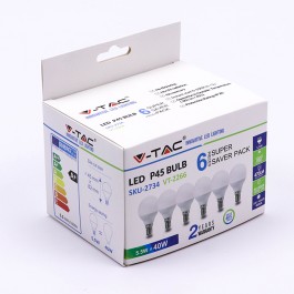 LED Крушка - 5.5W E14 P45 6400K 6Бр/Сет