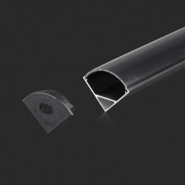Монтажен Kитс Дифузер за LED Лента Алуминиев Черен 2000x15.8x15.8мм