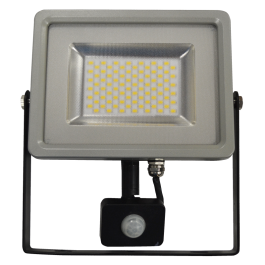 30W LED Прожектор Сензор Черно/ Сиво тяло SMD, Топло бяла светлина