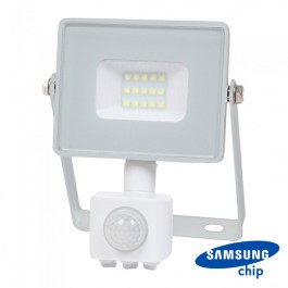 10W LED Прожектор Сензор SAMSUNG ЧИП Бяло Тяло 6400К