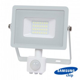 20W LED Прожектор Сензор SAMSUNG ЧИП Бяло Тяло 3000К