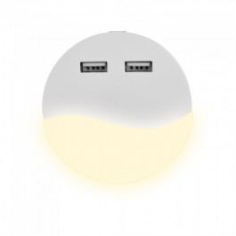 LED Нощна Лампа за Контакт USB Кръг 3000K