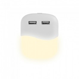 LED Нощна Лампа за Контакт USB Квадрат 3000K