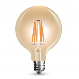 LED Крушка - 6W Винтидж E27 G95 Amber Димираща, Топло бяла светлина
