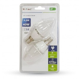LED Крушка - 5.5W E14 Тип Свещ Топло бяла светлина 2 бр/Сет