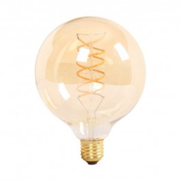 LED Крушка - 6W Filament E27 G125 Amber, Топло бяла светлина
