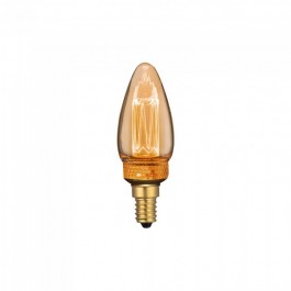 LED Крушка - 2W Арт Filament Кендъл E14 Amber Glass 1800K±200K