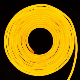 LED Неон Флекс 2835 - 120 LED, Жълта светлина, влагозащитена - 10 метра